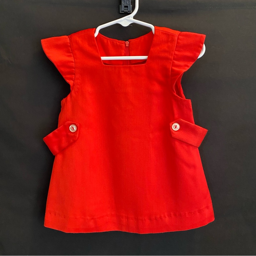 Vintage Handmade 1970s Baby Infant Red Jumper